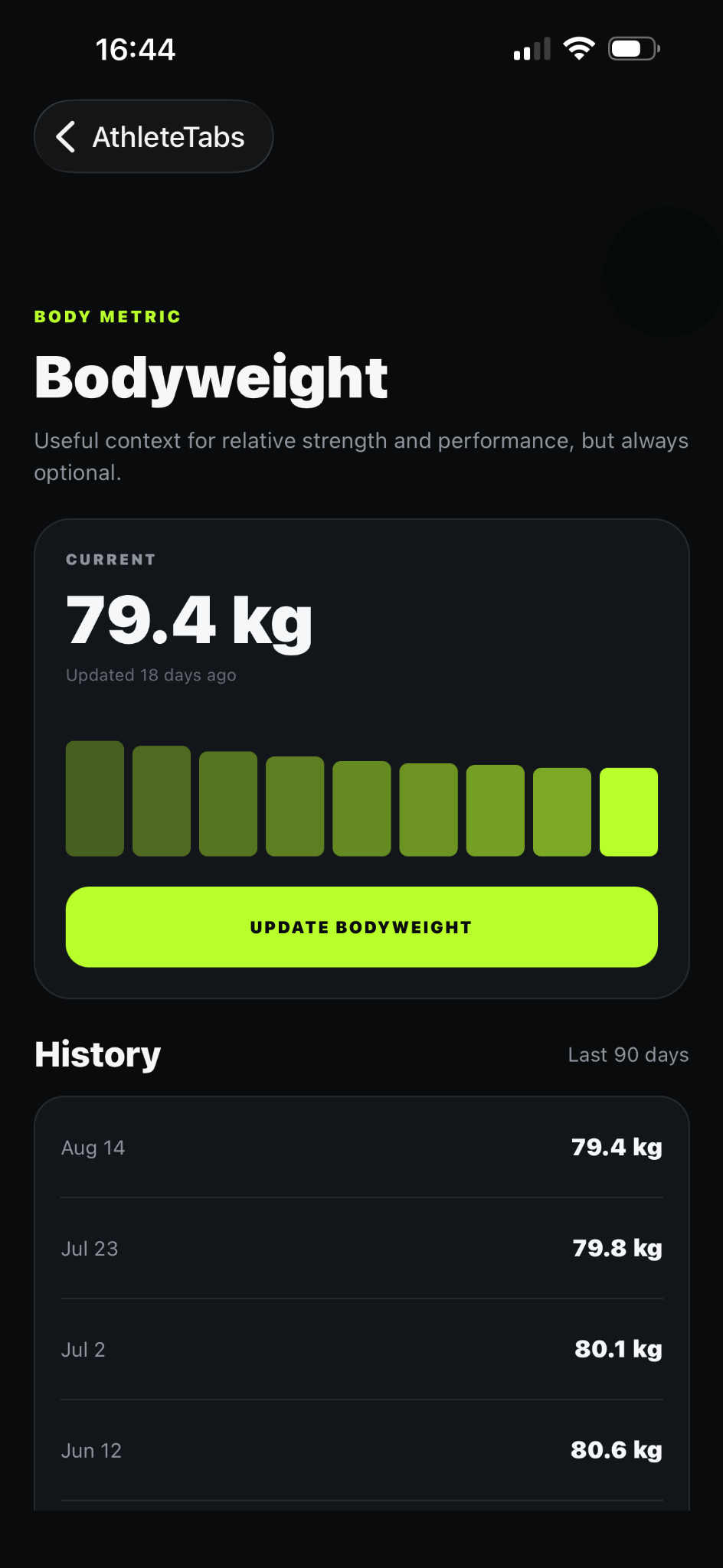 RepCord bodyweight metric